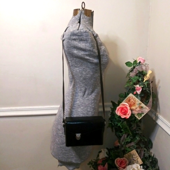 Vintage Handbags - Vintage Rare Marshall Fields & Co. Black Saddle Leather Binocular Crossbody Bag